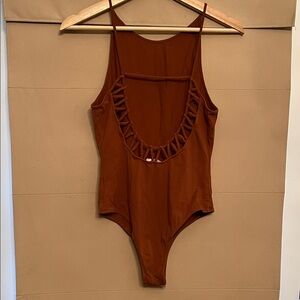 La Hearts Brown Backless Bodysuit